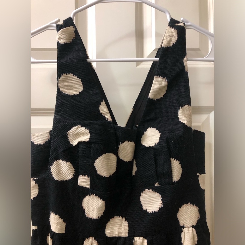 Ann Taylor LOFT black & white sleeveless polka dot a line dress sz 0 - Picture 3 of 7